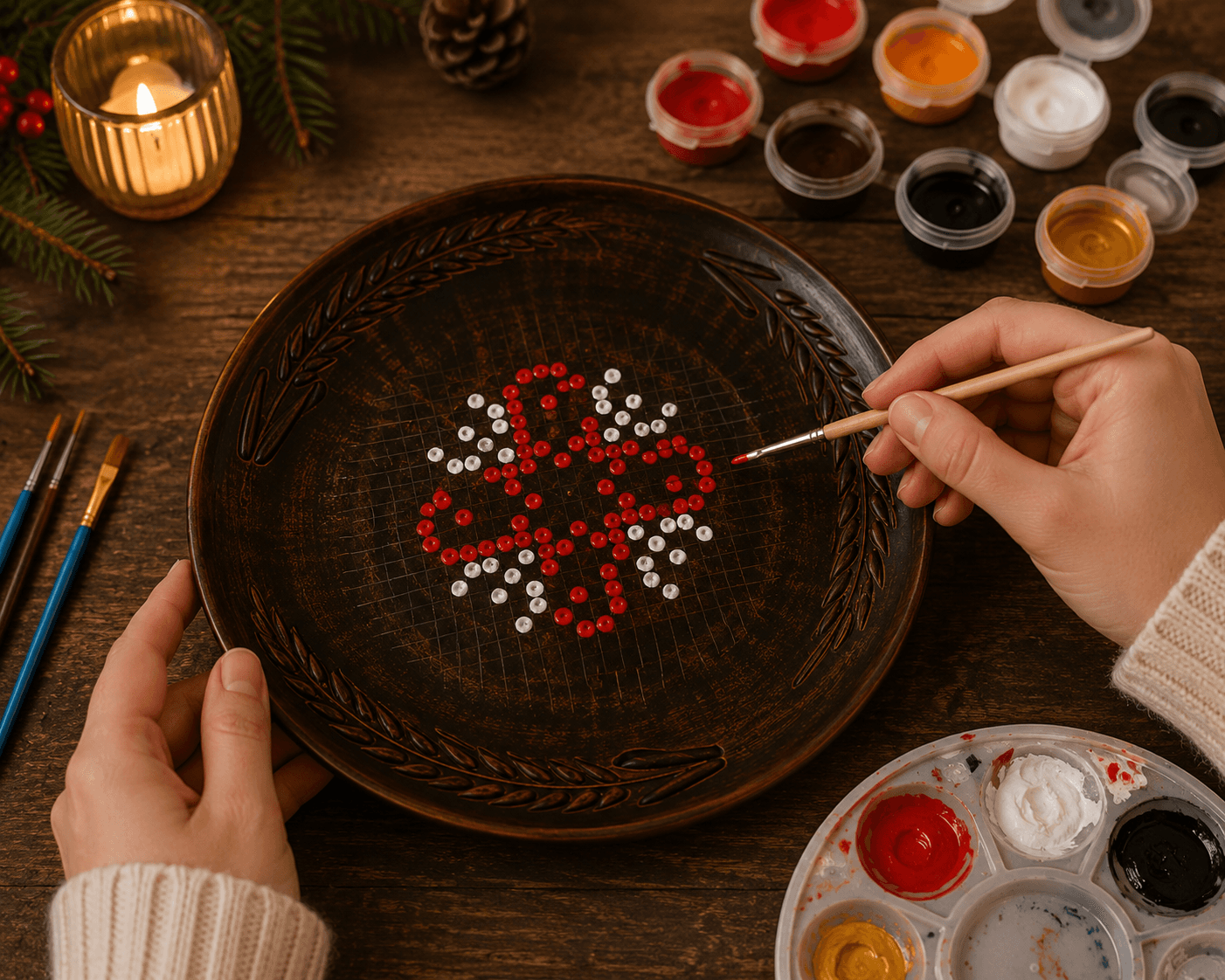 Workshop: Keramikteller mit ukrainischen Ornamenten bemalen