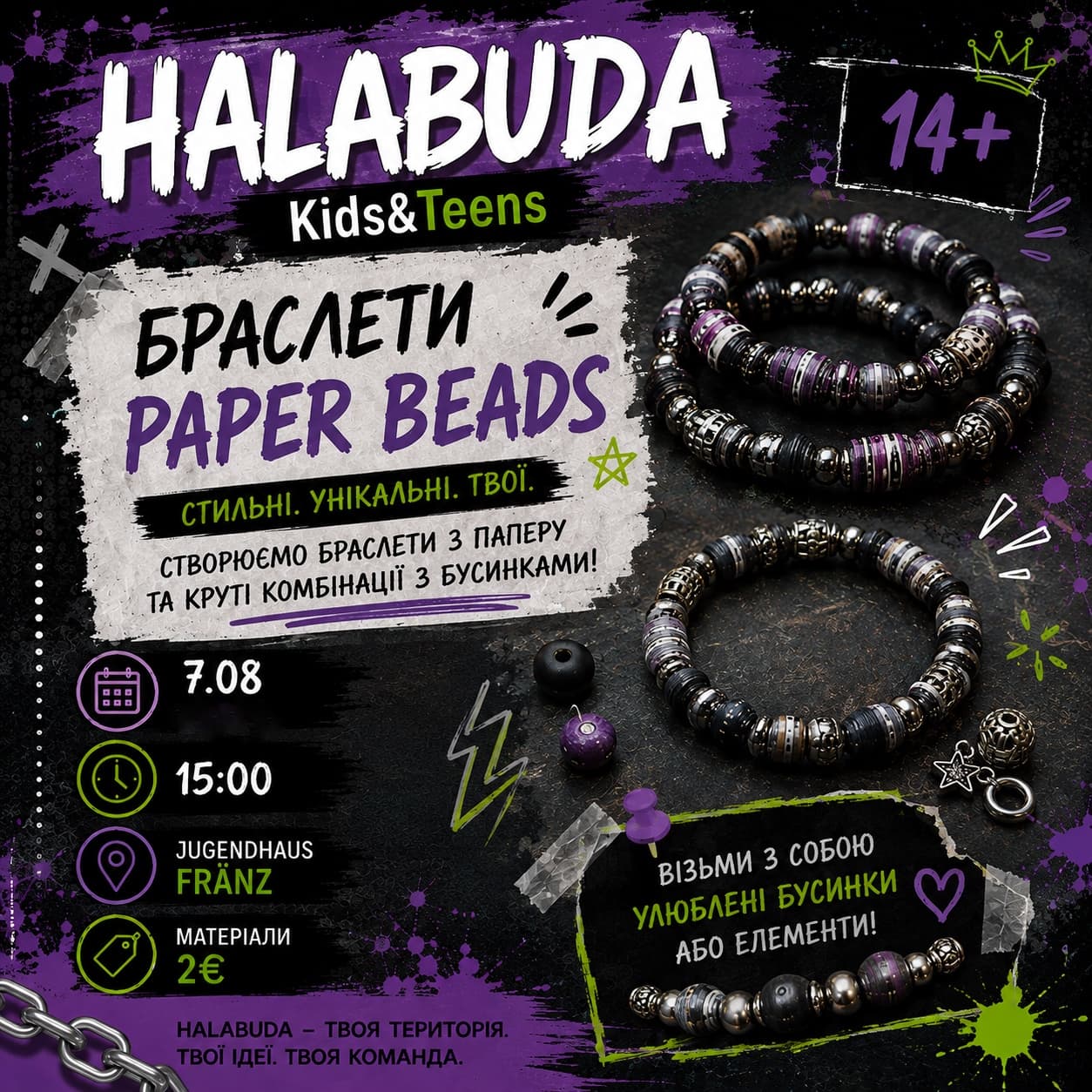 Paper-Beads Armbänder 14+ (auf den Herbst verschoben)